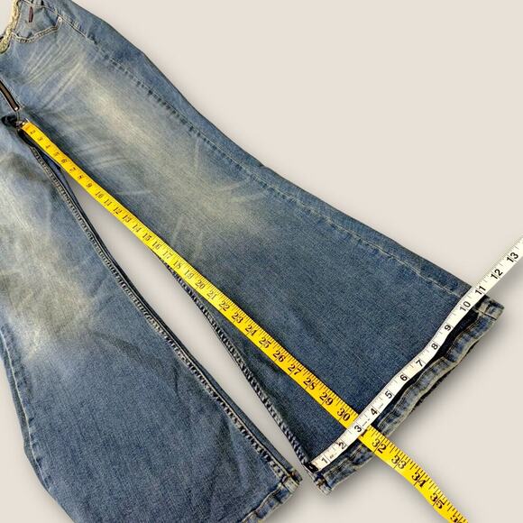 BDG Urban Outfitters Raw Cut Waist Flare Y2K Low Rise Blue Jeans Womens 30X32 - Picture 12 of 13
